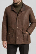 Giacca di pelle marrone vintage – Uomo Taglia L