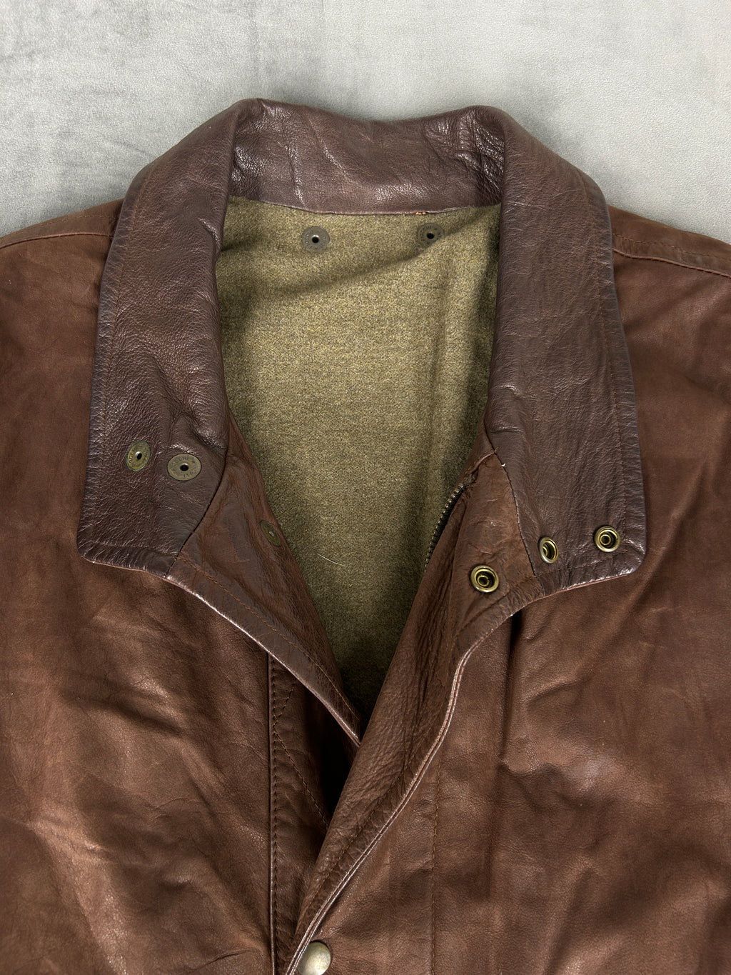 Giacca di pelle marrone vintage – Uomo Taglia L