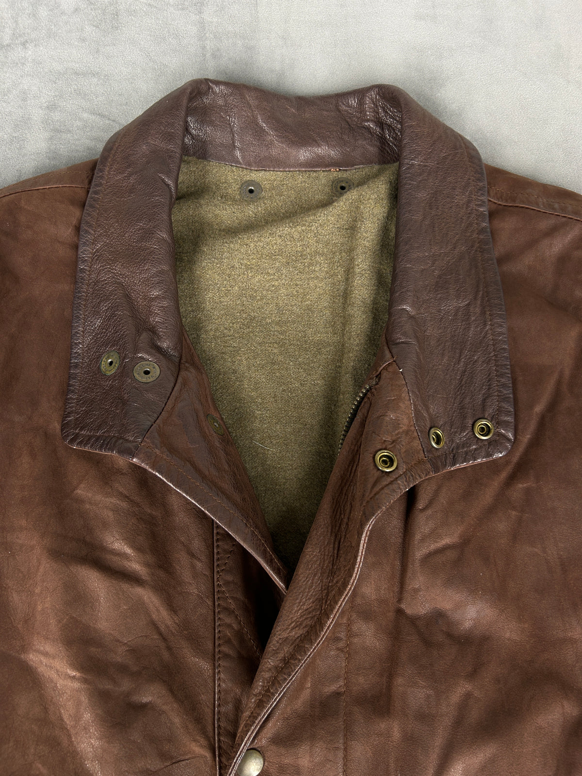 Giacca di pelle marrone vintage – Uomo Taglia L