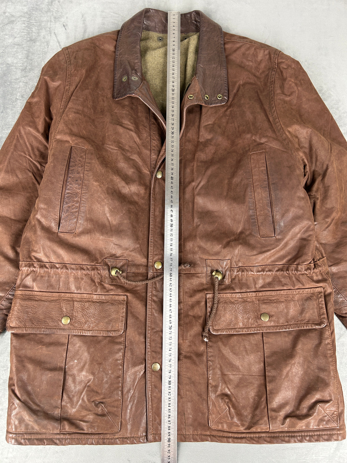 Giacca di pelle marrone vintage – Uomo Taglia L