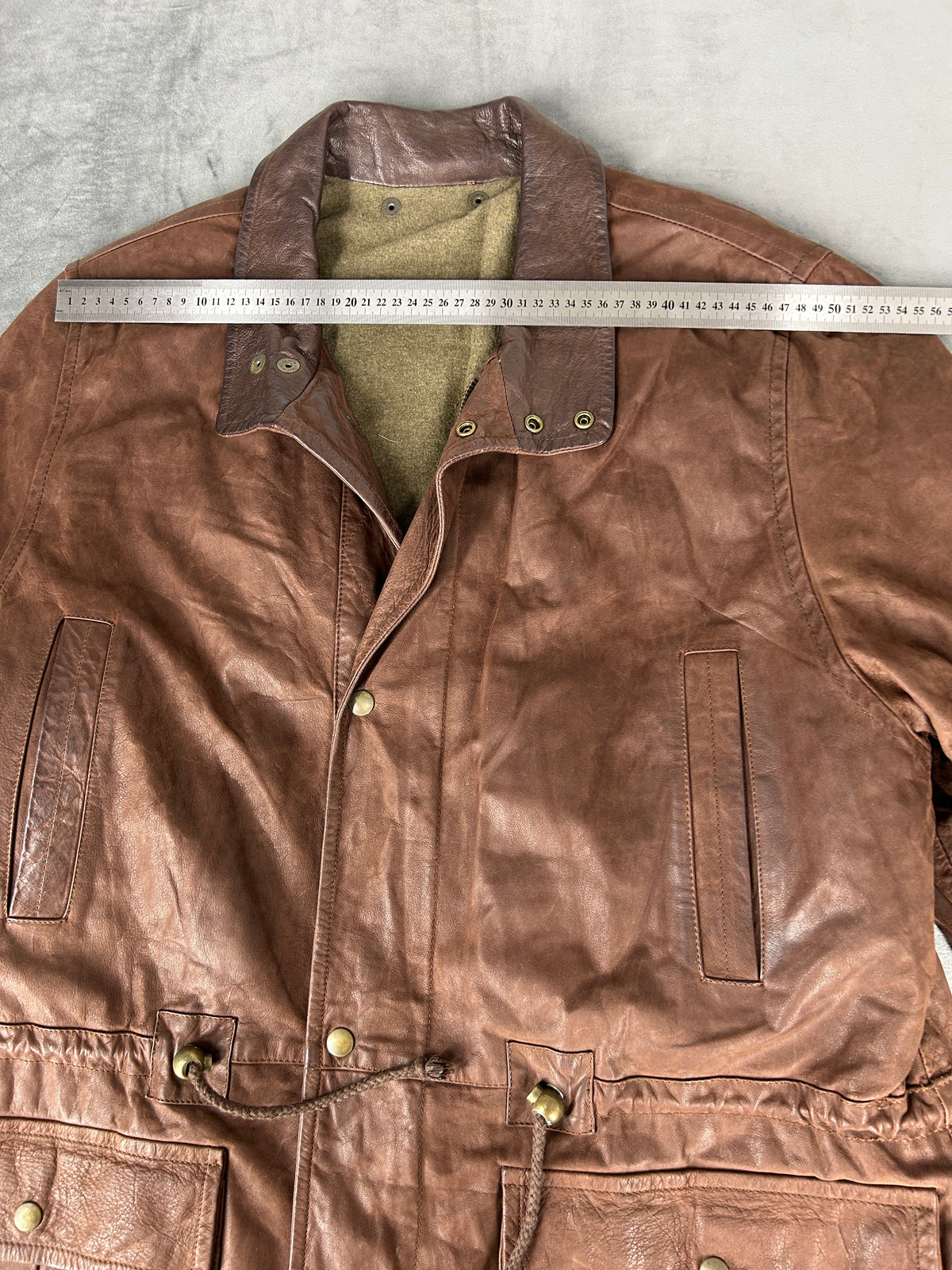 Giacca di pelle marrone vintage – Uomo Taglia L