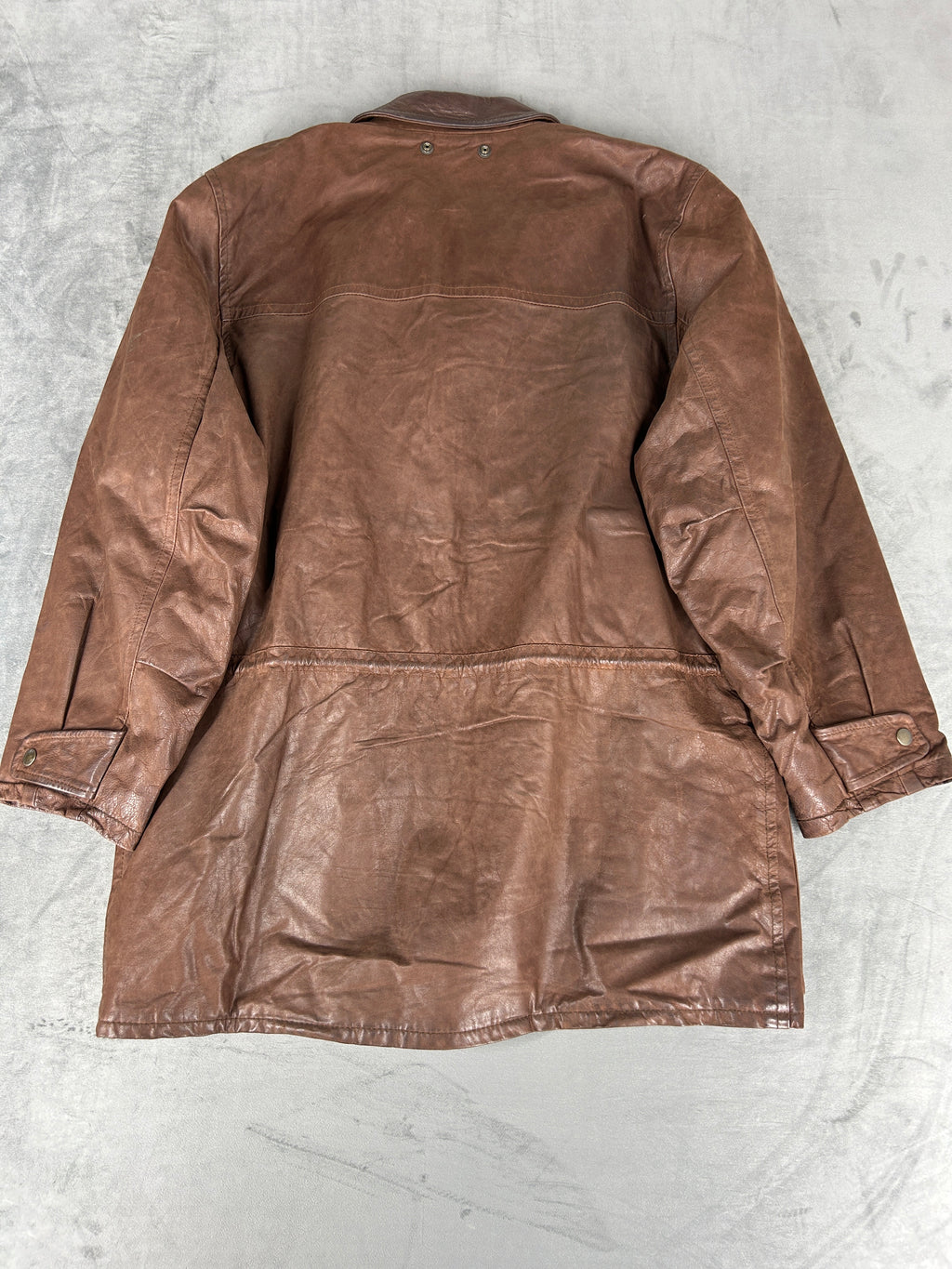 Giacca di pelle marrone vintage – Uomo Taglia L