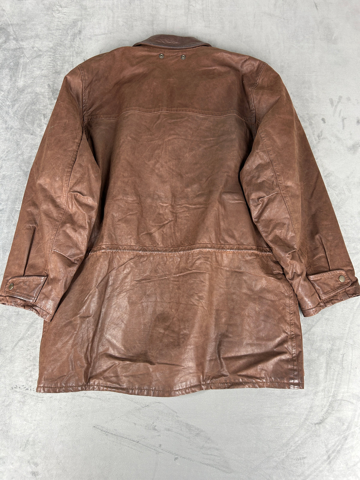 Giacca di pelle marrone vintage – Uomo Taglia L