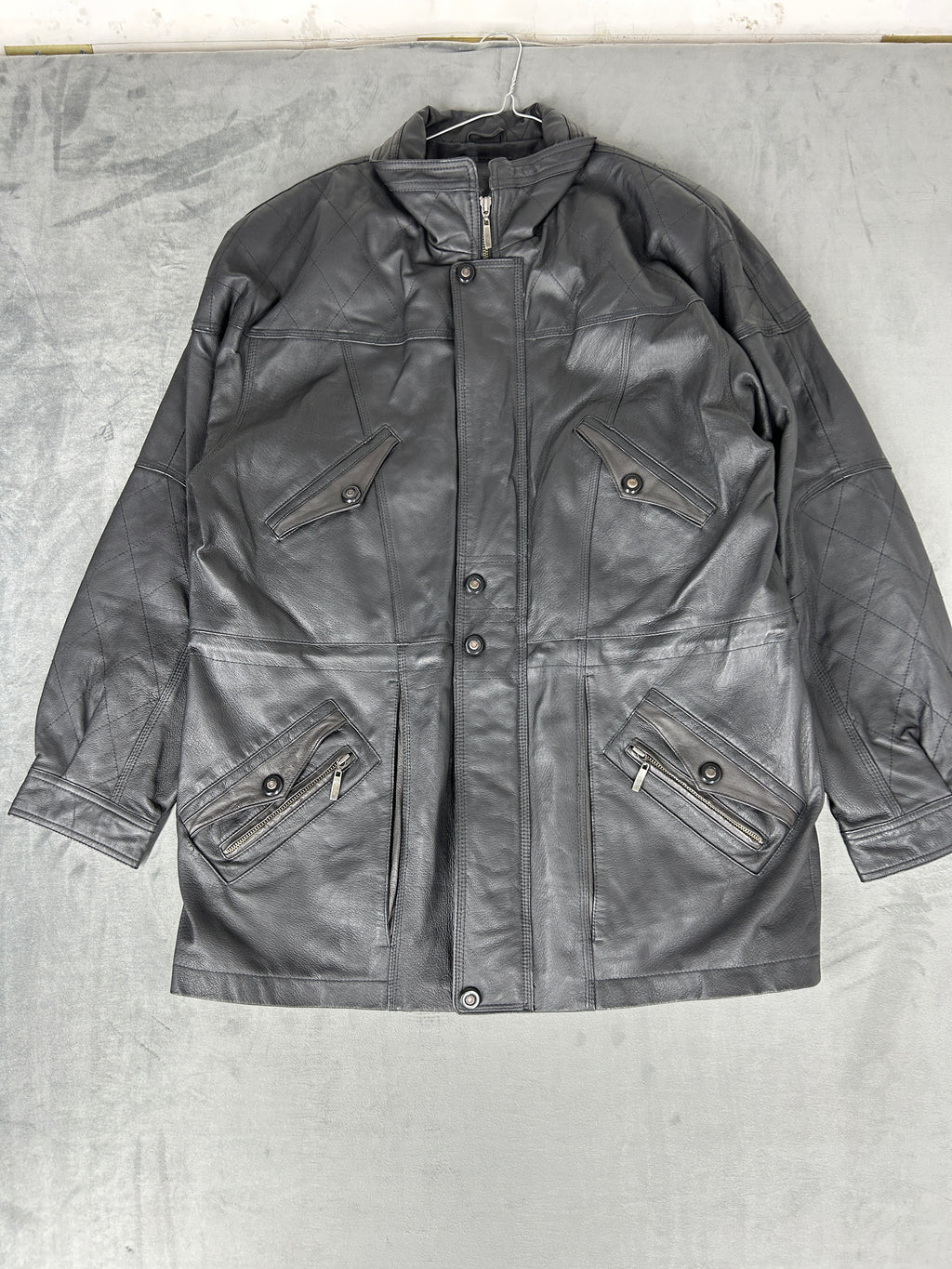 Giacca di pelle nera vintage – Uomo Taglia L