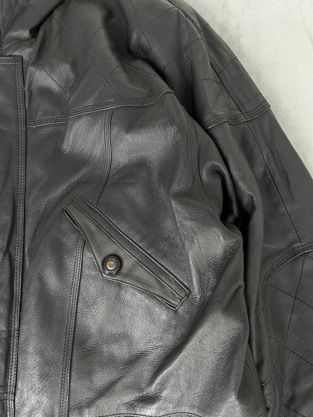 Giacca di pelle nera vintage – Uomo Taglia L