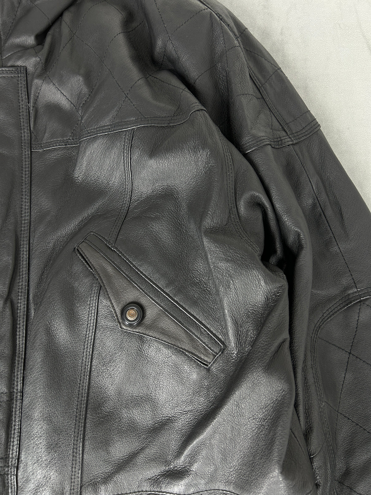 Giacca di pelle nera vintage – Uomo Taglia L
