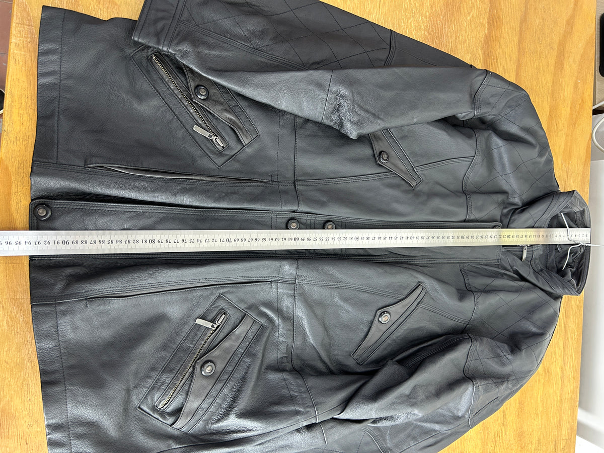 Giacca di pelle nera vintage – Uomo Taglia L