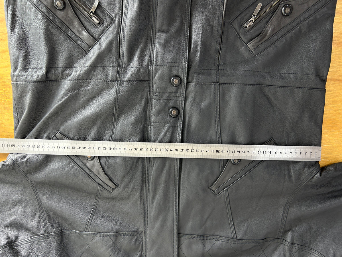 Giacca di pelle nera vintage – Uomo Taglia L