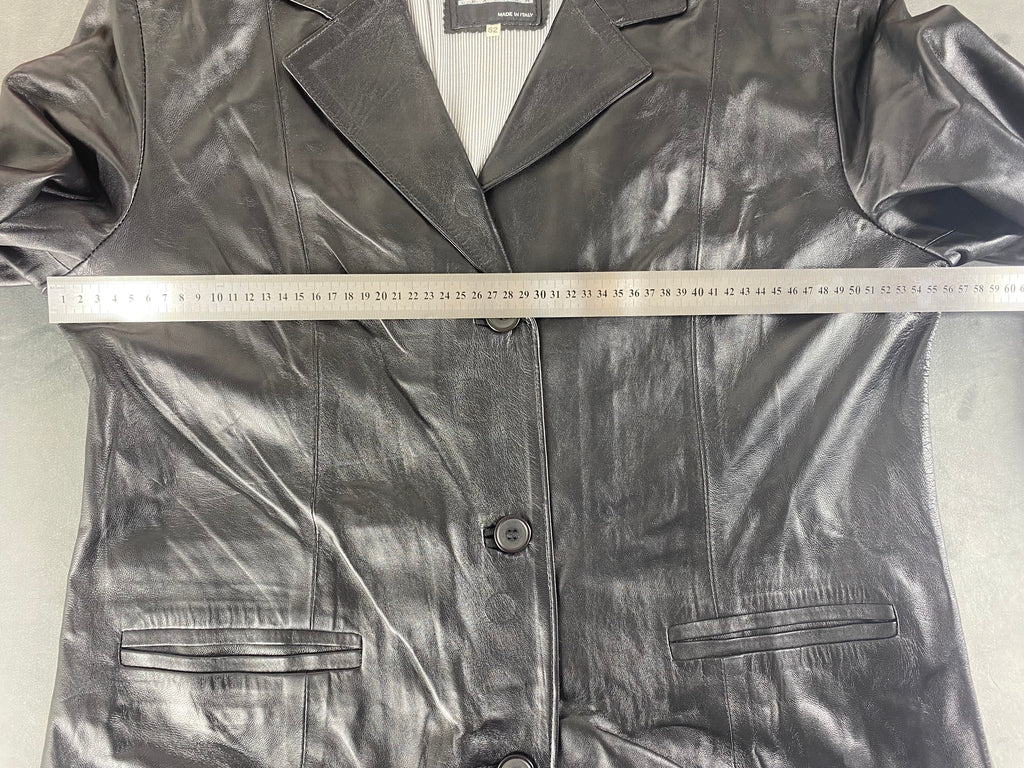 Blazer di pelle nero vintage – Donna Taglia XL (IT 52)