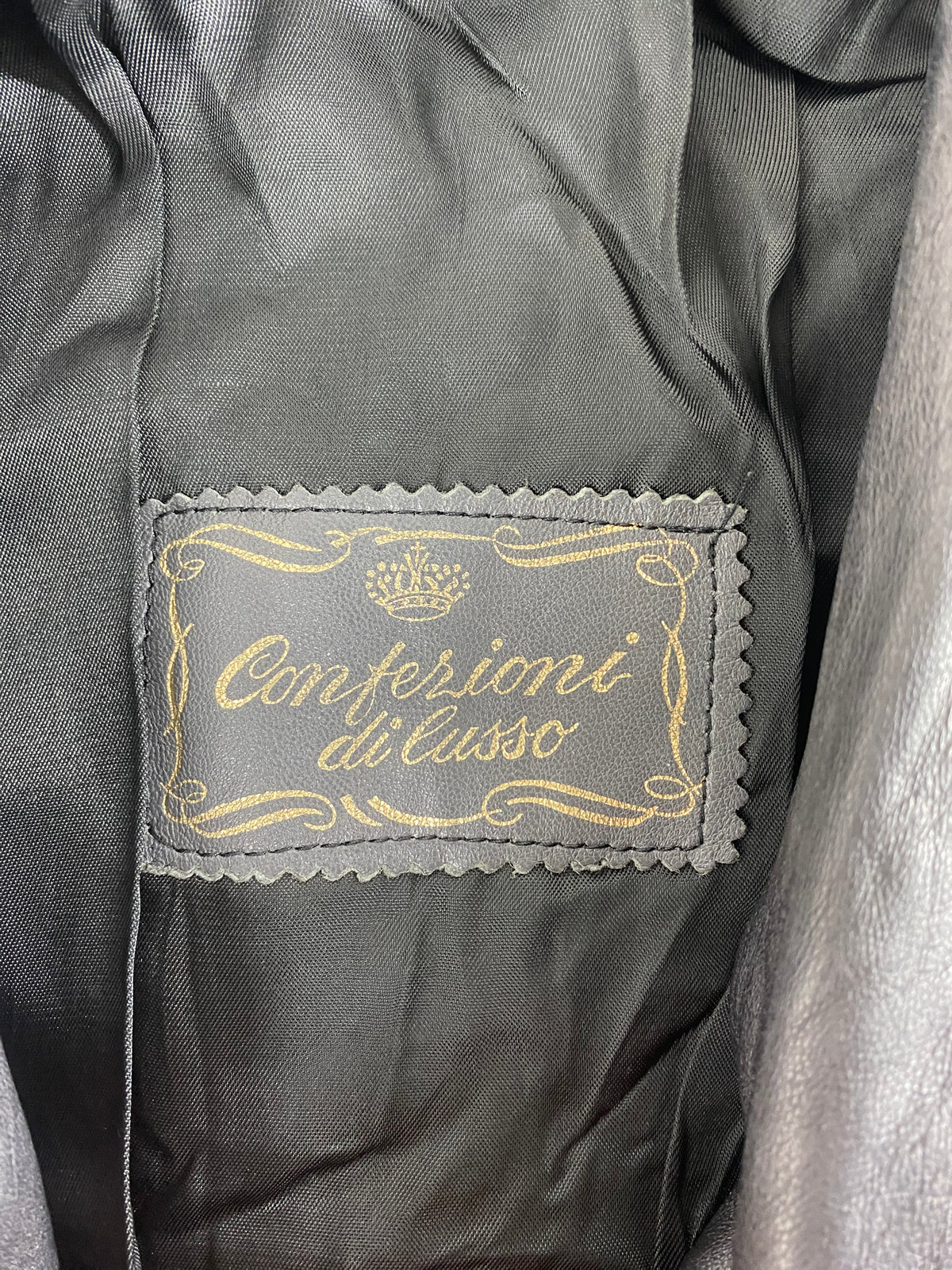 Giacca di pelle grigia doppiopetto vintage – Donna Taglia M