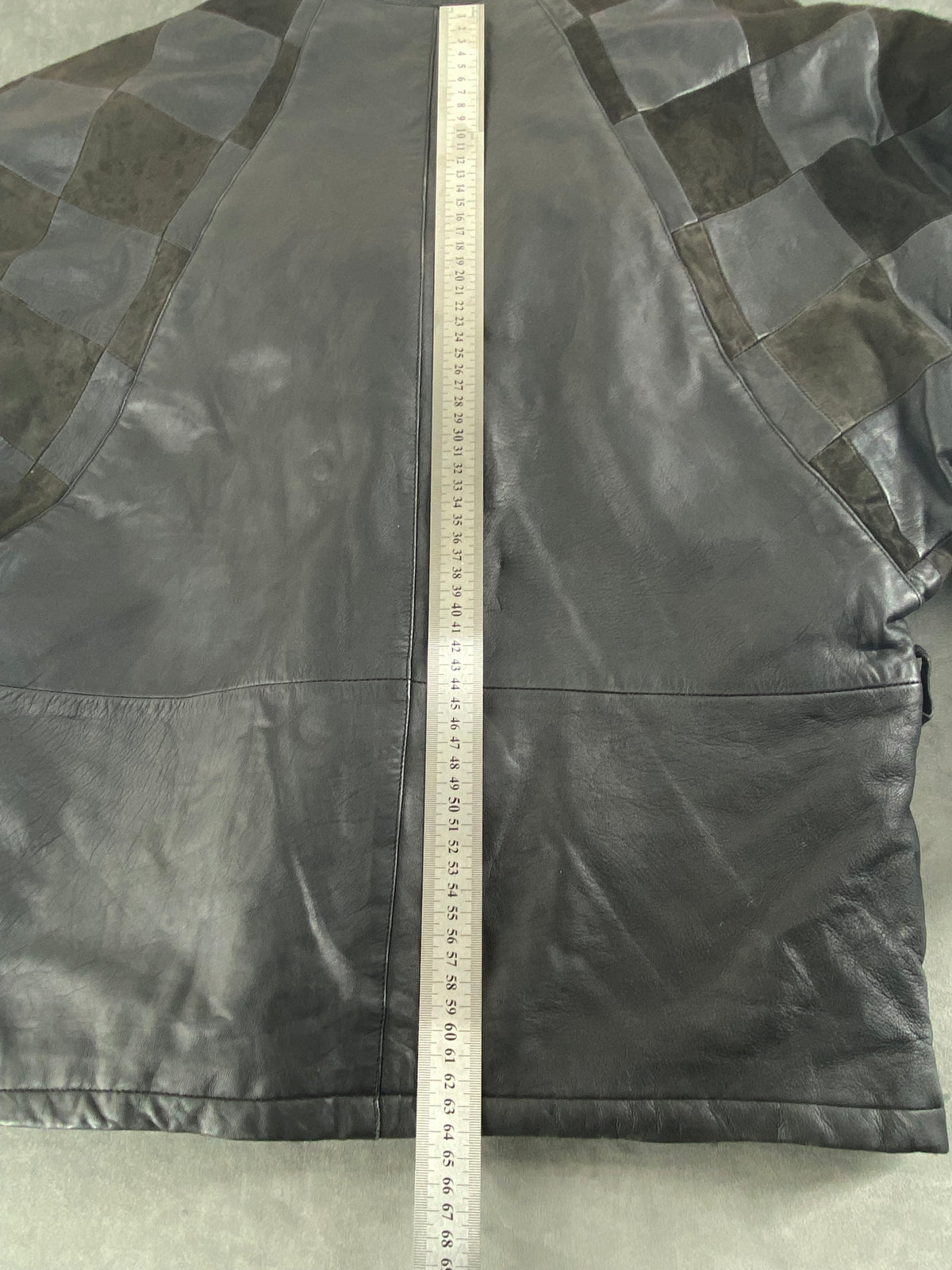 Giacca di pelle grigia doppiopetto vintage – Donna Taglia M