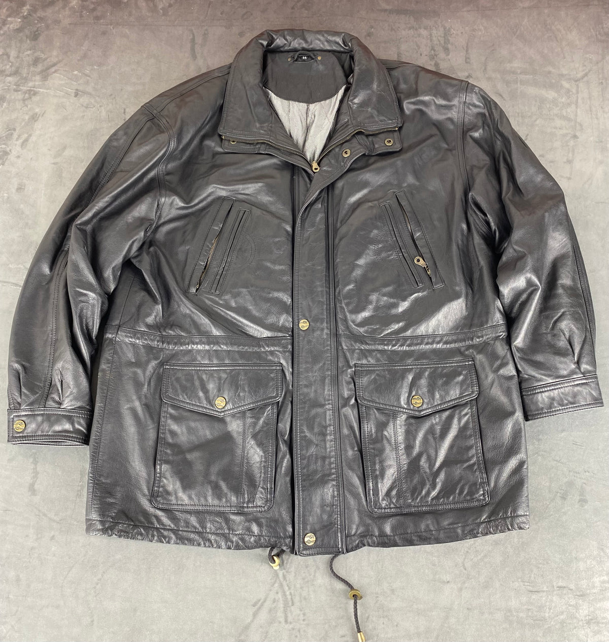 Giacca di pelle nera vintage – Uomo Taglia L