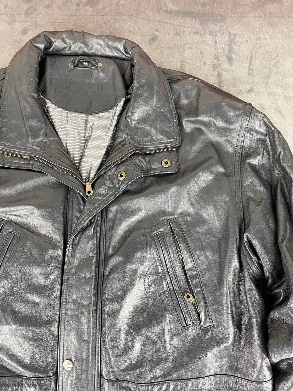 Giacca di pelle nera vintage – Uomo Taglia L