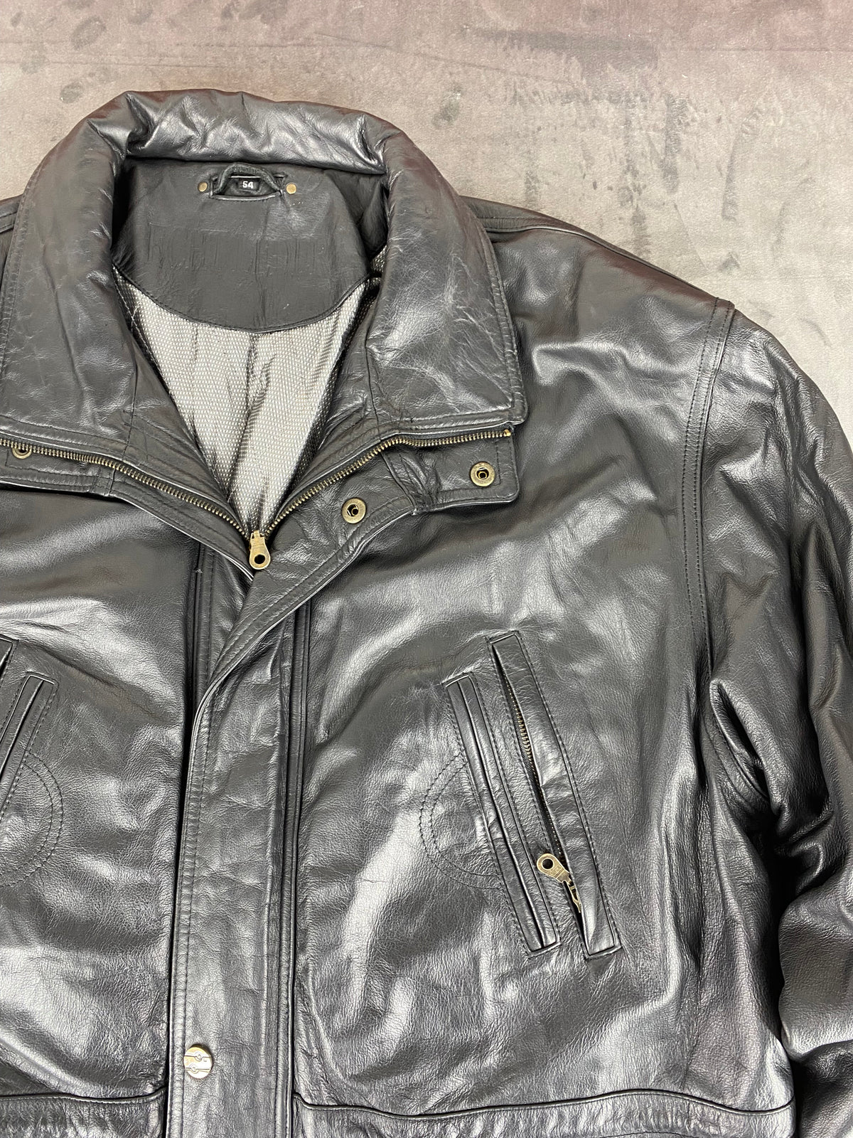 Giacca di pelle nera vintage – Uomo Taglia L