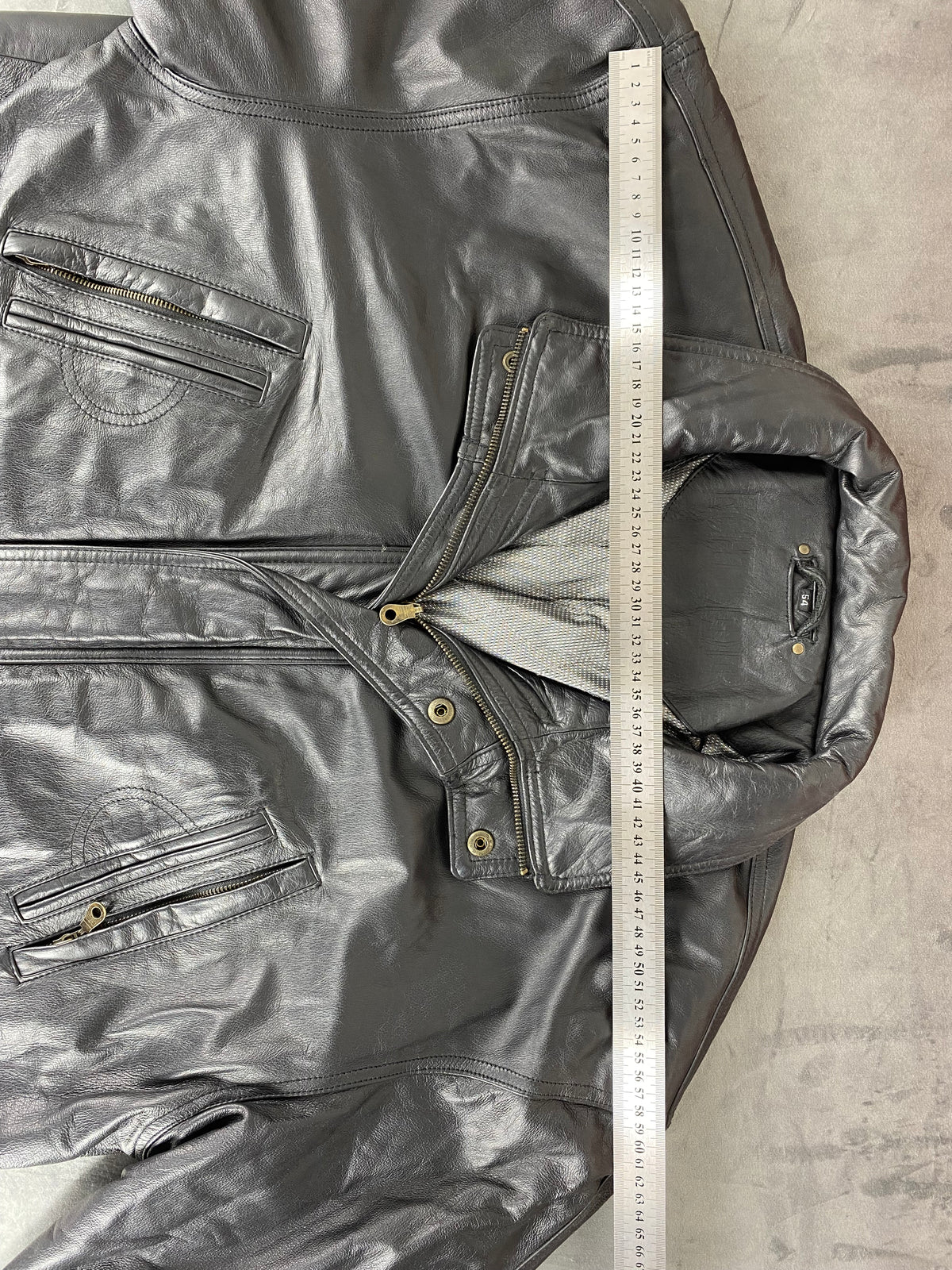 Giacca di pelle nera vintage – Uomo Taglia L