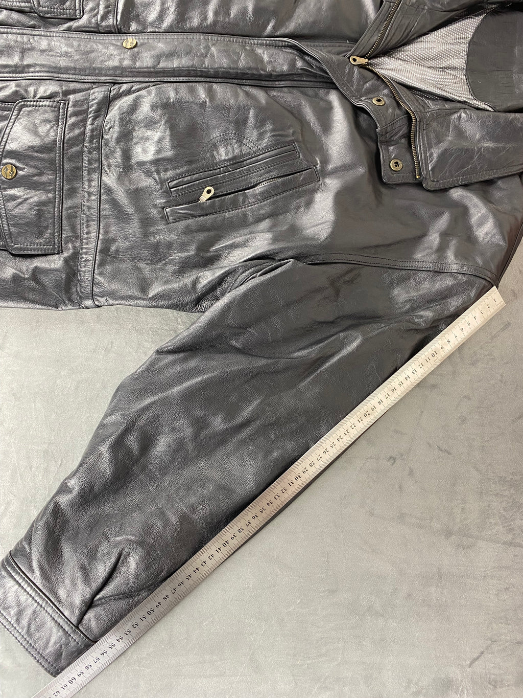 Giacca di pelle nera vintage – Uomo Taglia L