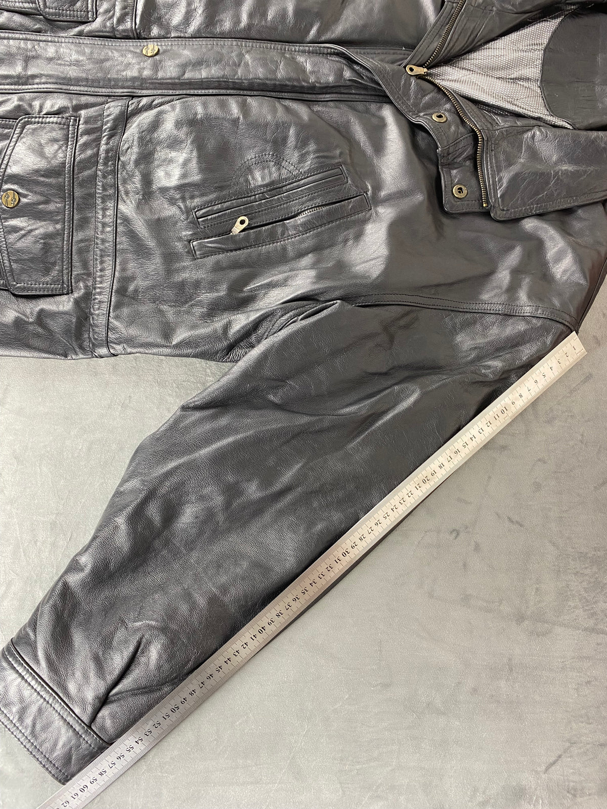 Giacca di pelle nera vintage – Uomo Taglia L
