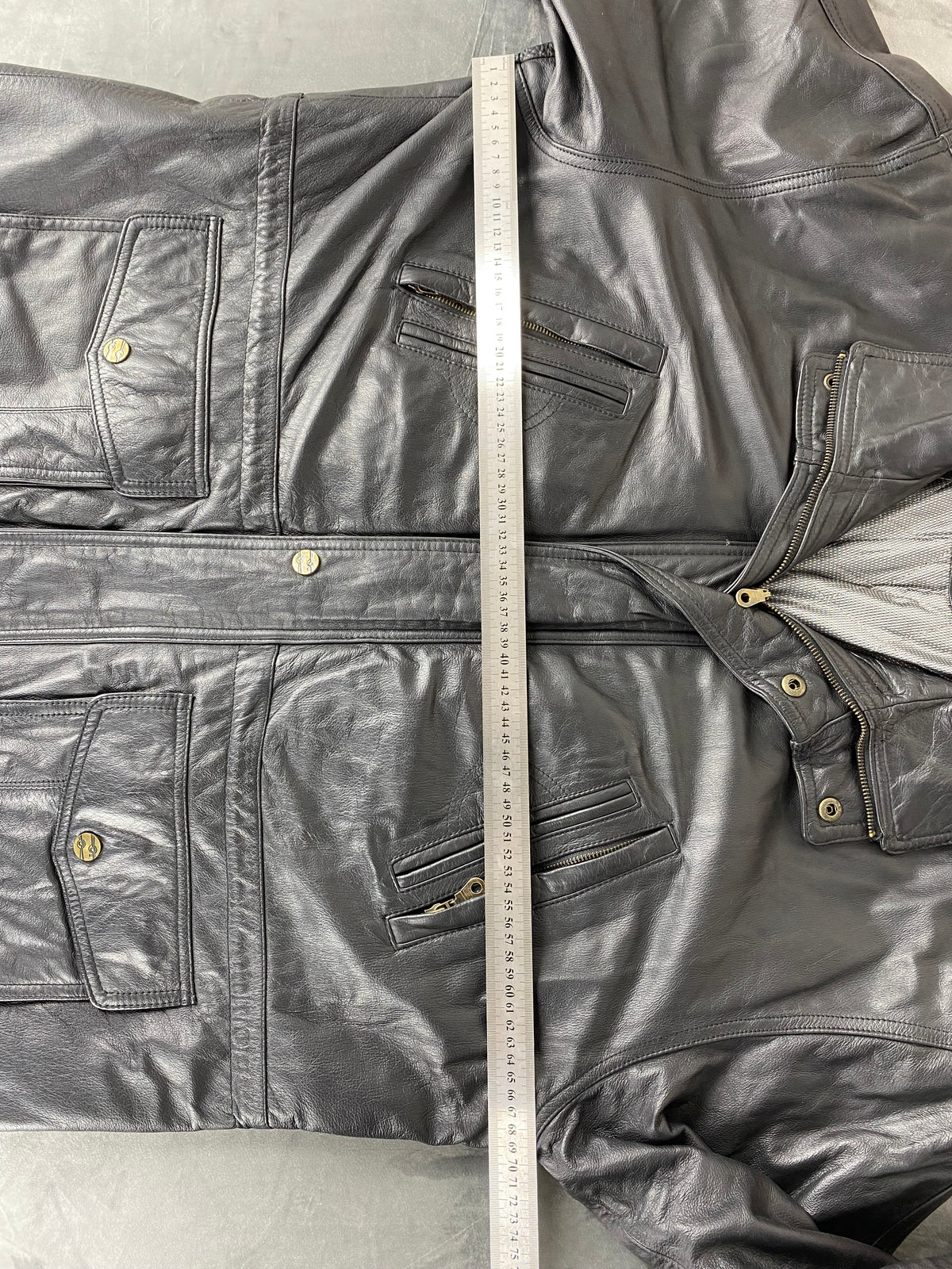 Giacca di pelle nera vintage – Uomo Taglia L