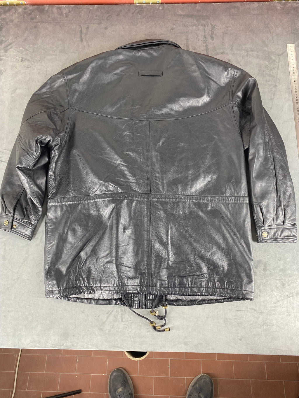Giacca di pelle nera vintage – Uomo Taglia L