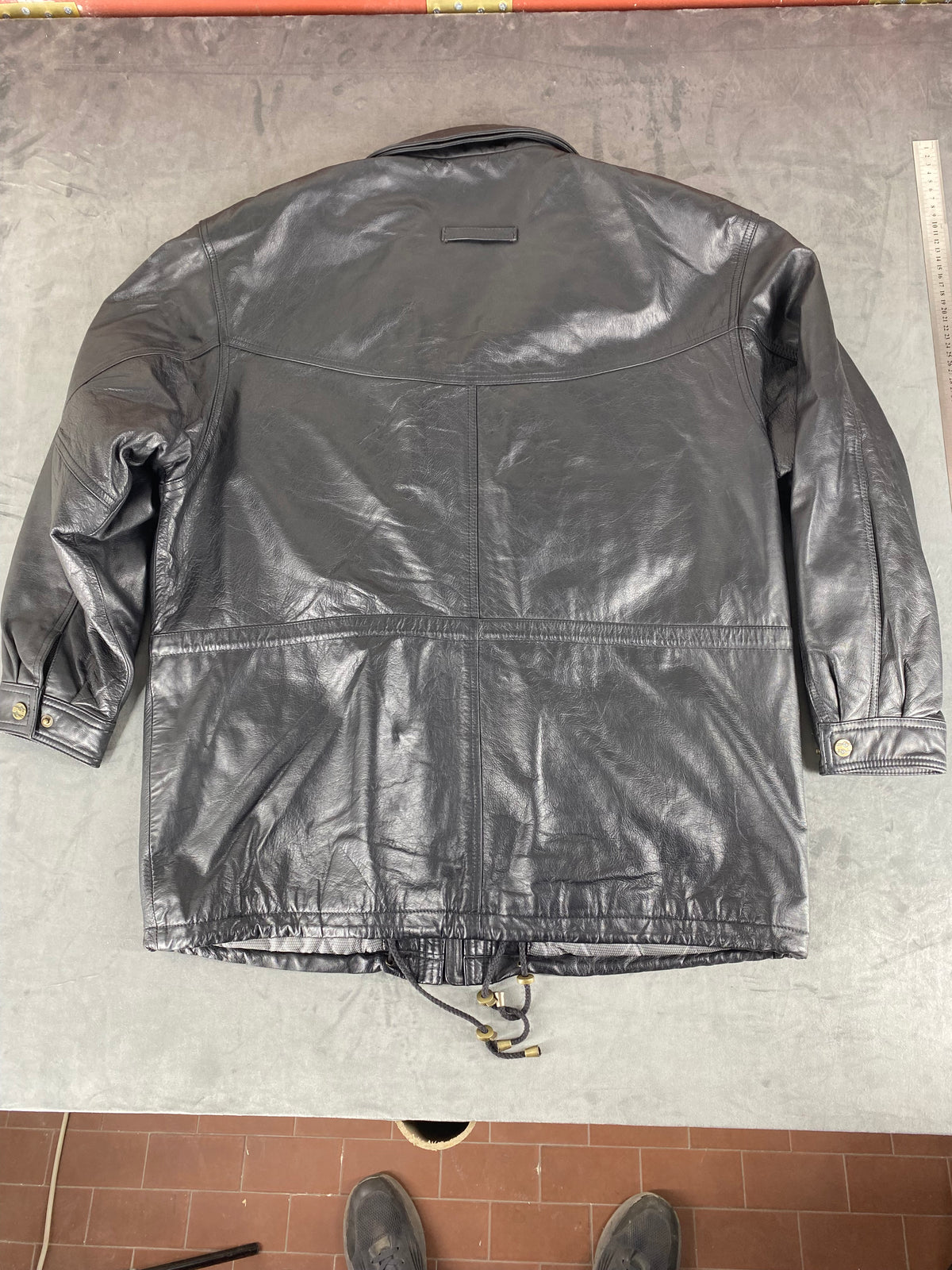 Giacca di pelle nera vintage – Uomo Taglia L