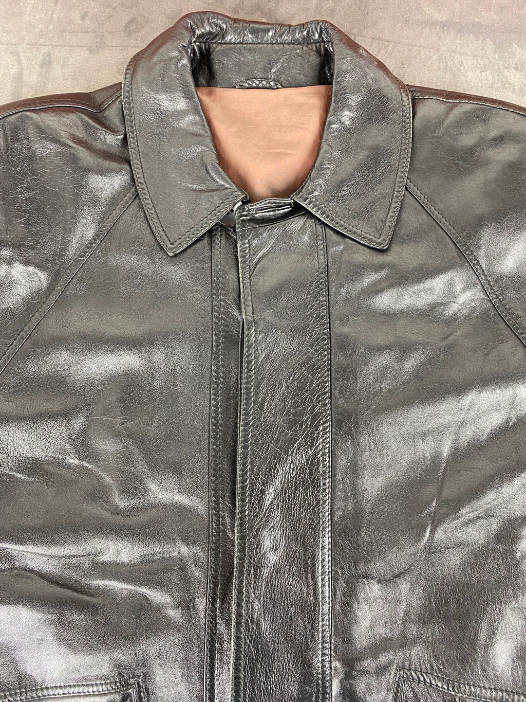 Giacca di pelle nera vintage – Uomo Taglia L