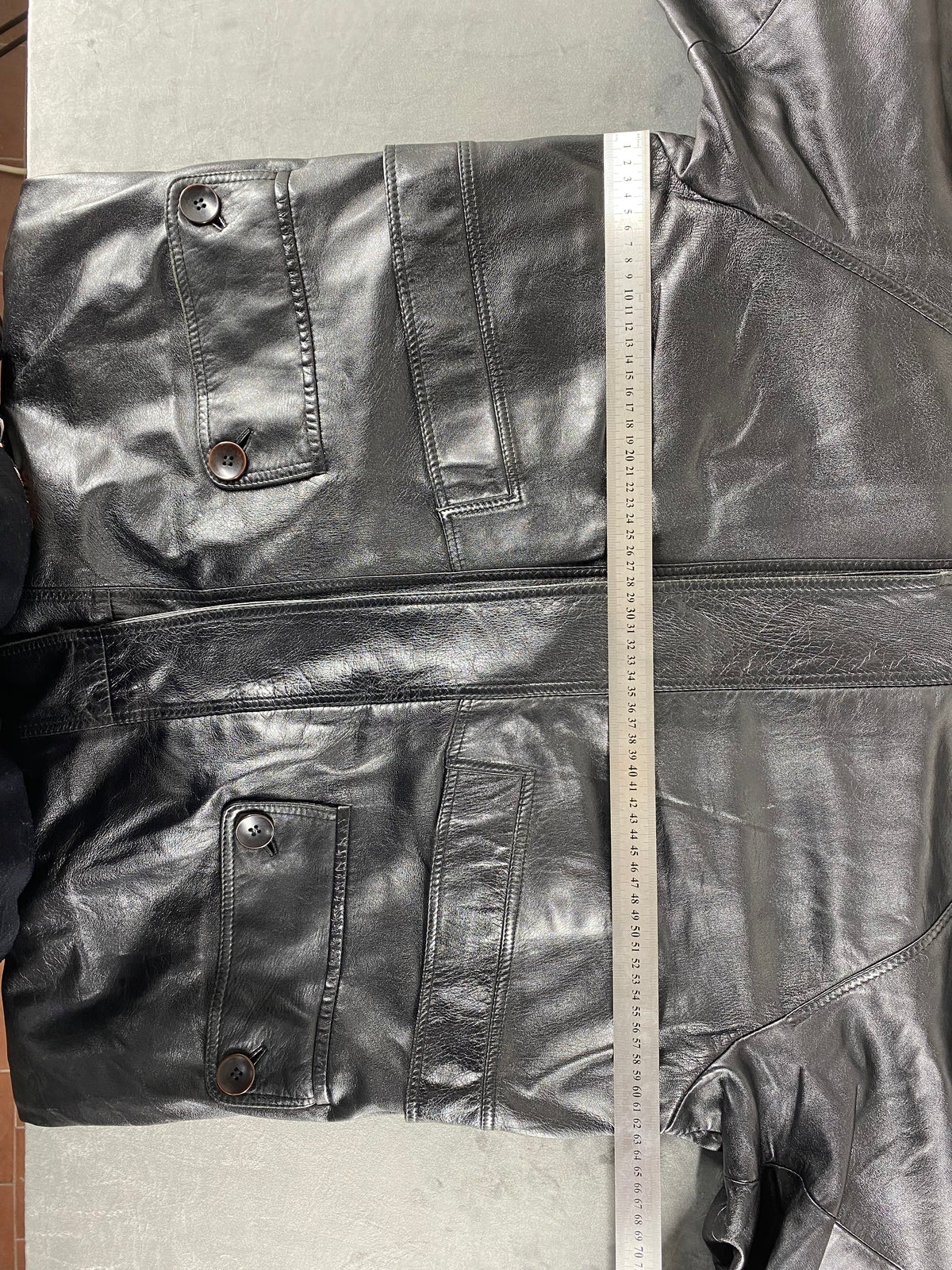 Giacca di pelle nera vintage – Uomo Taglia L