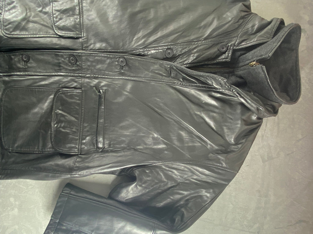 Giacca di pelle nera vintage – Uomo Taglia XL (IT 52)