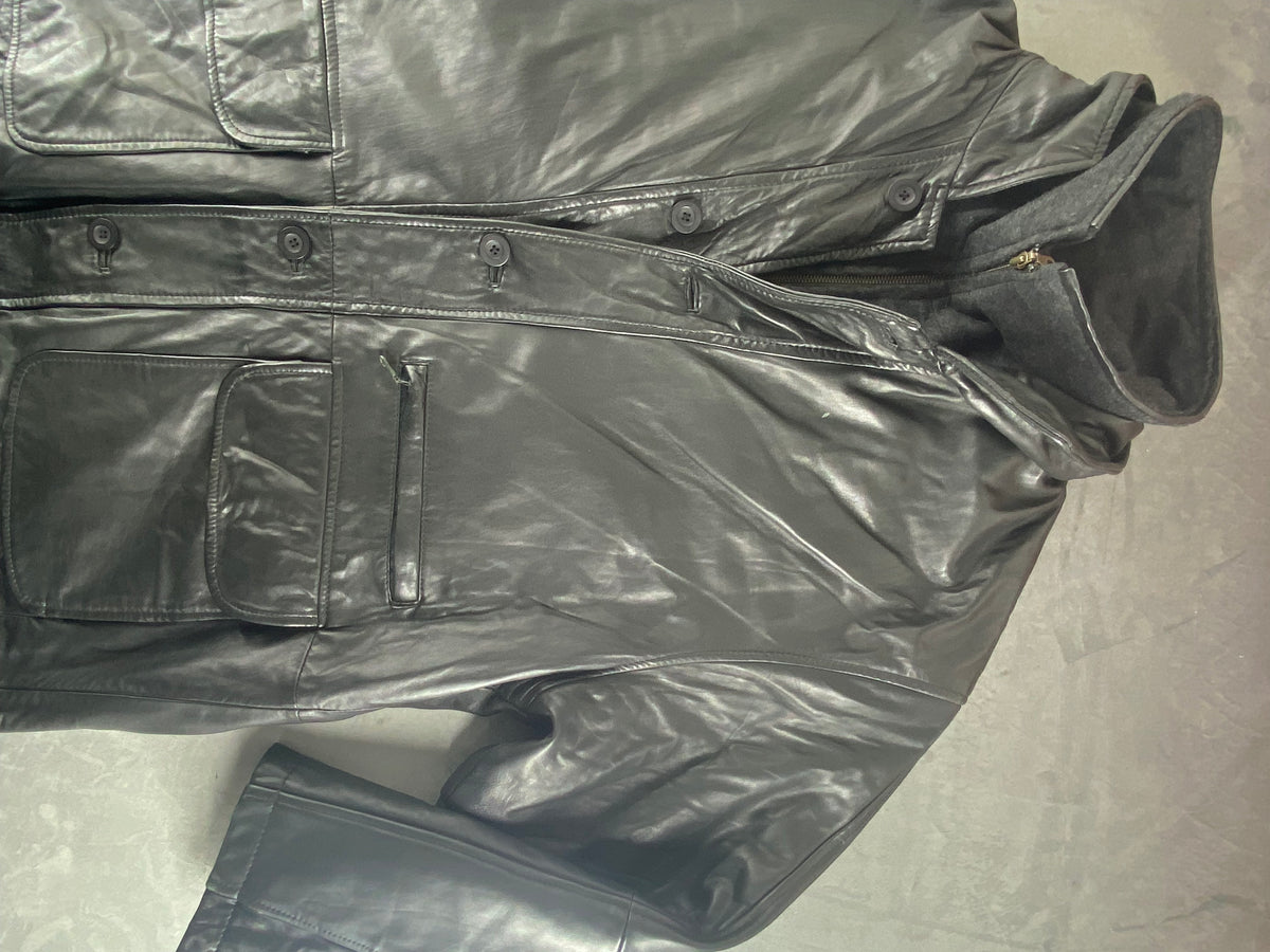 Giacca di pelle nera vintage – Uomo Taglia XL (IT 52)