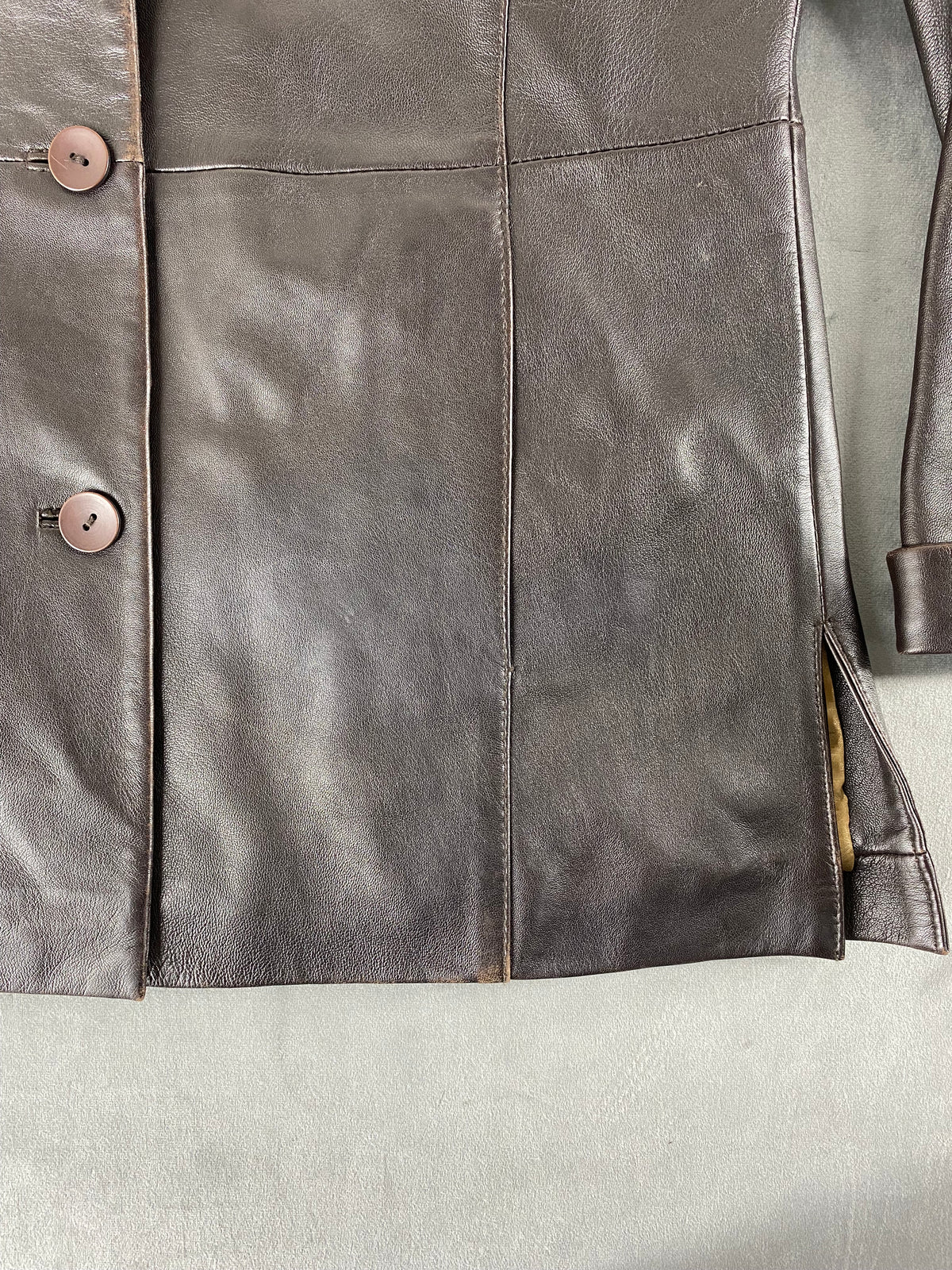 Giacca di pelle marrone vintage – Donna Taglia M