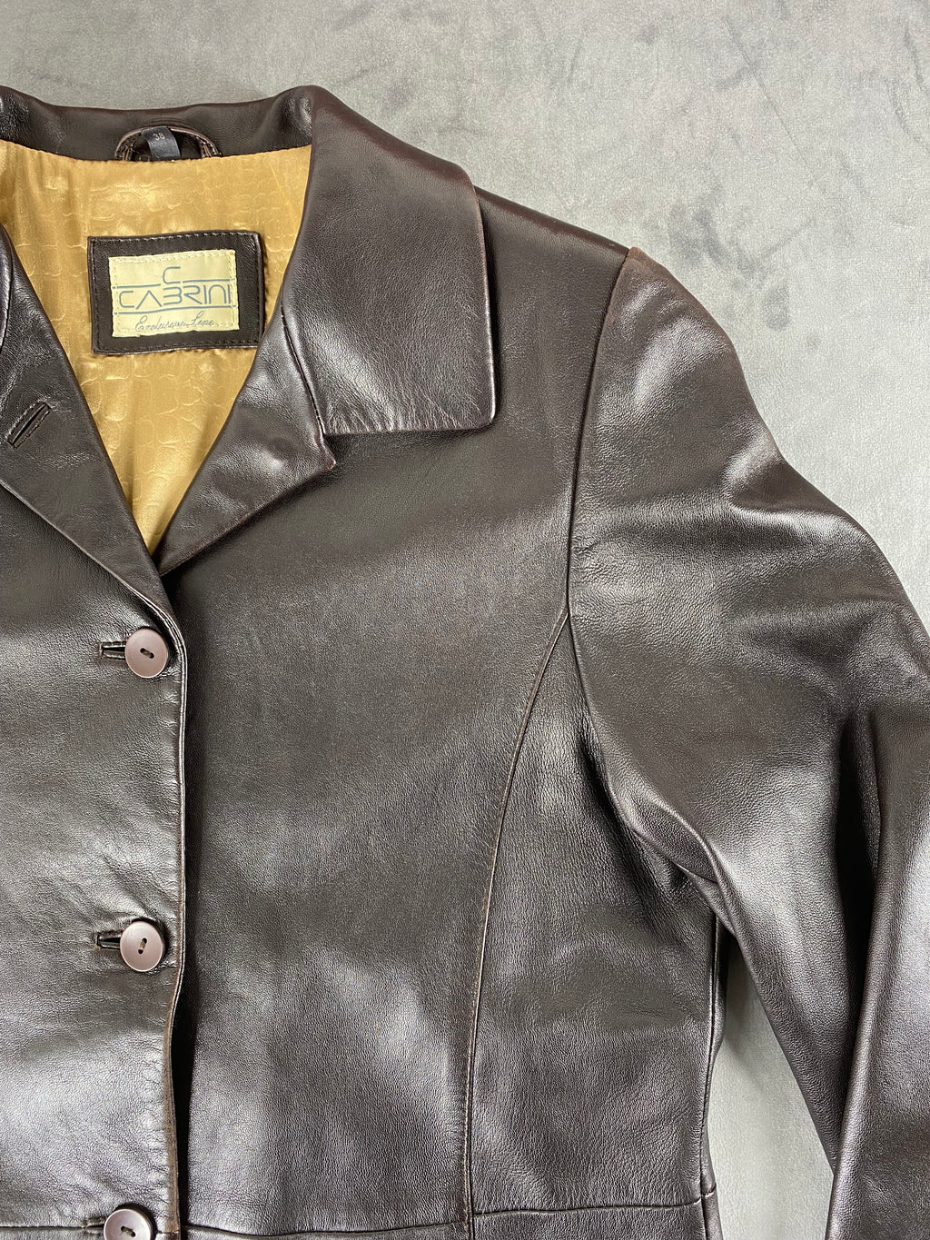 Giacca di pelle marrone vintage – Donna Taglia M