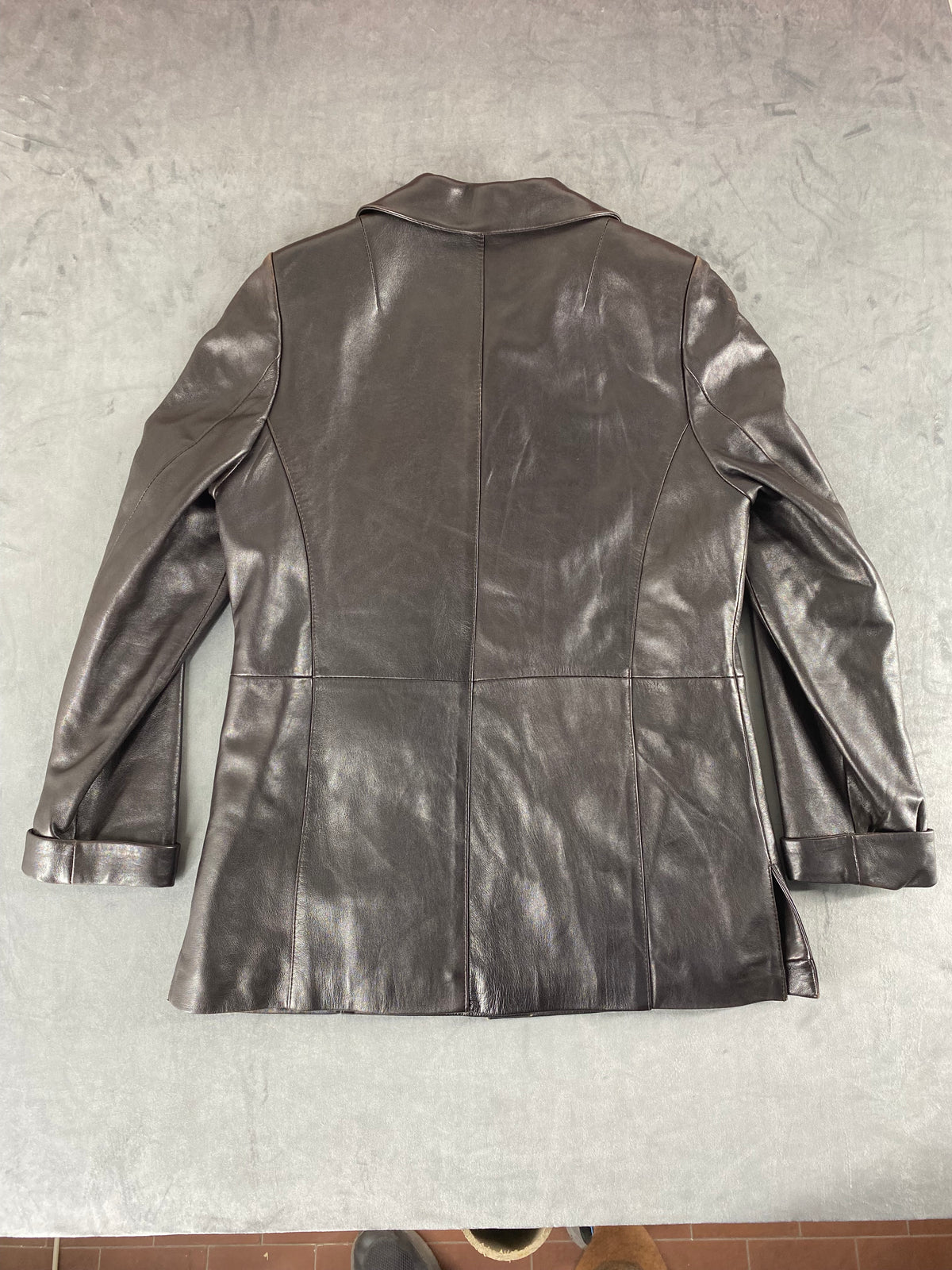 Giacca di pelle marrone vintage – Donna Taglia M