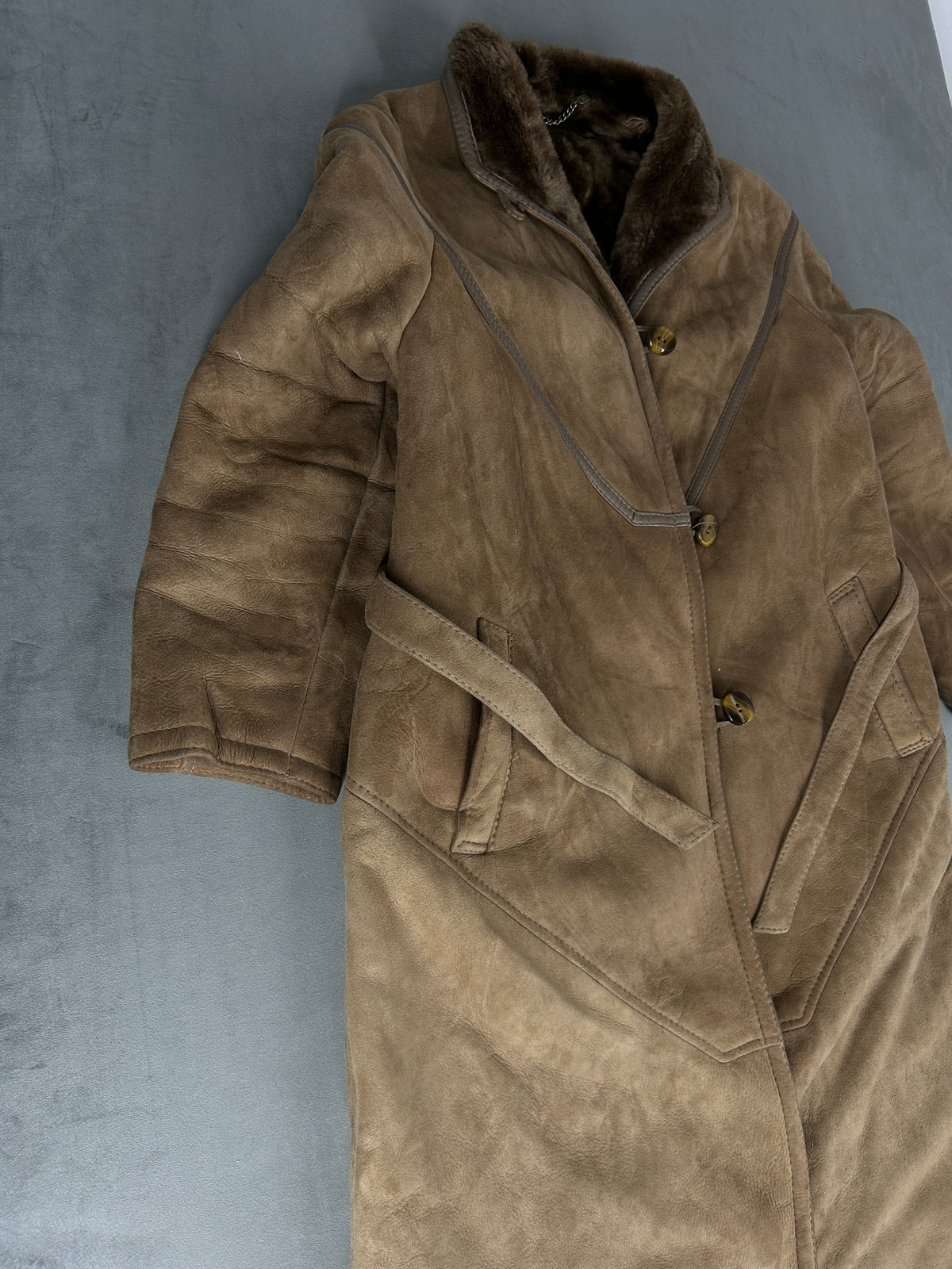 Cappotto in montone taupe con cintura vintage – Donna Taglia M