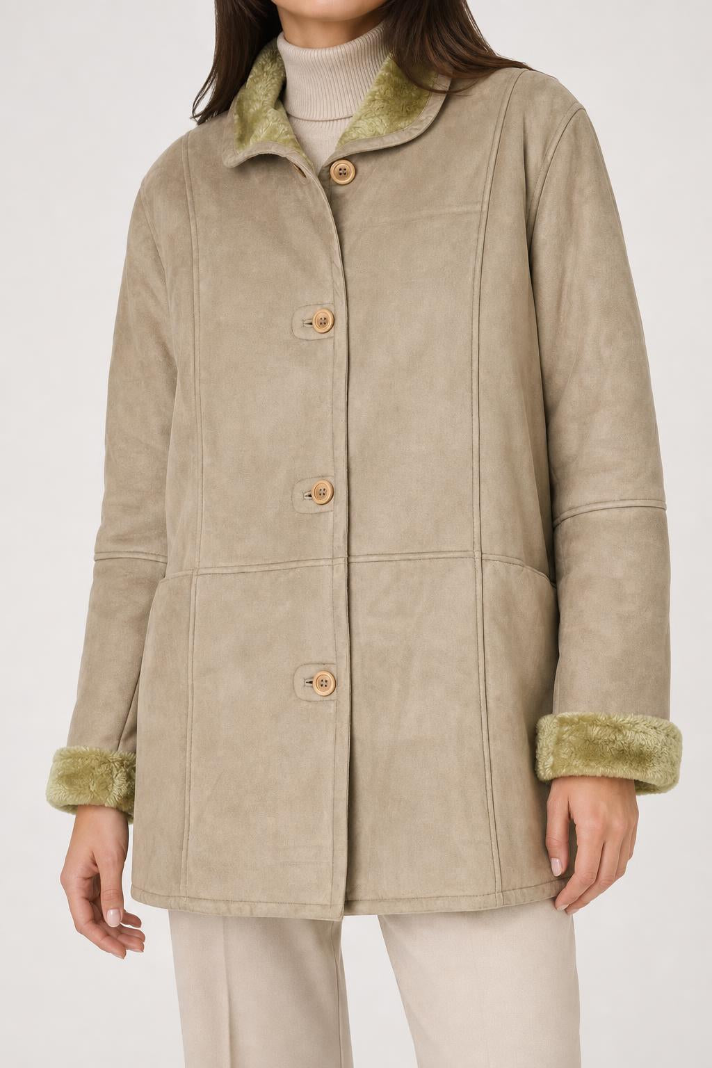 Cappotto in montone beige vintage – Donna Taglia S (IT 40)