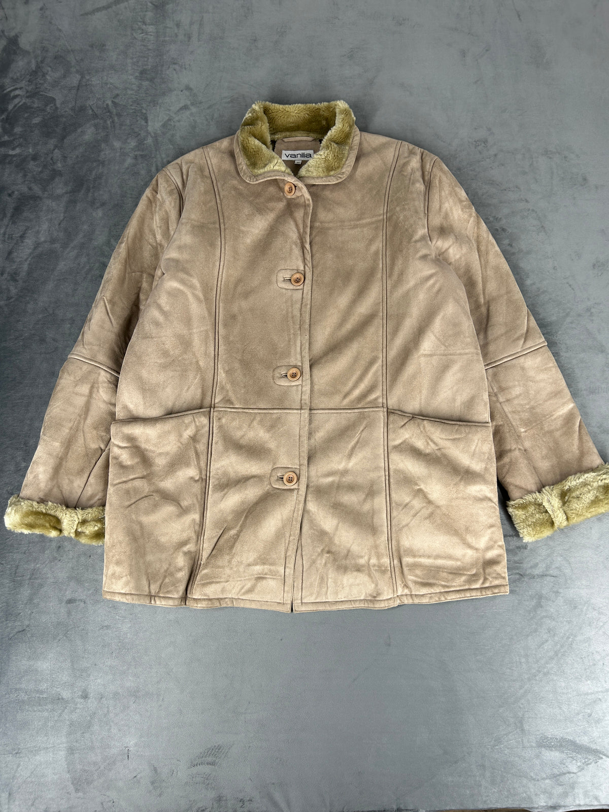 Cappotto in montone beige vintage – Donna Taglia S (IT 40)