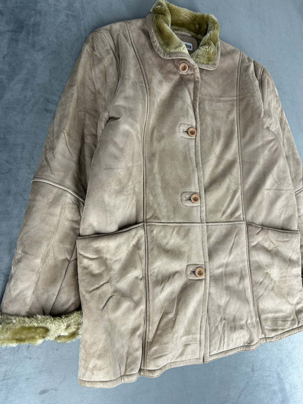 Cappotto in montone beige vintage – Donna Taglia S (IT 40)