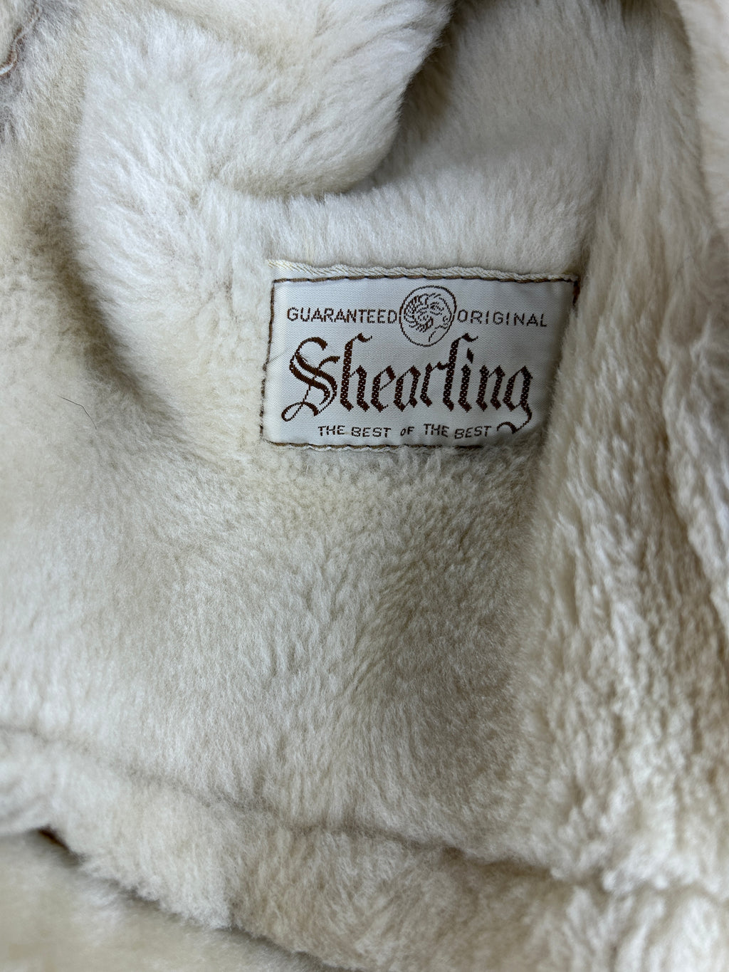Giaccone in pelle scamosciata e montone cammello vintage – Uomo Taglia L