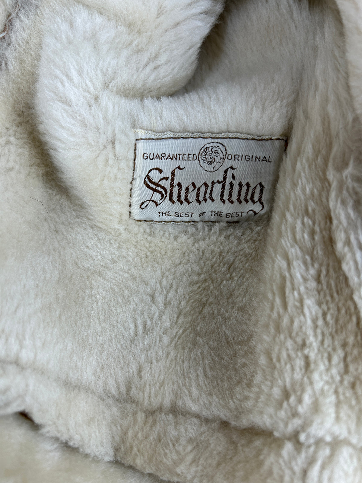 Giaccone in pelle scamosciata e montone cammello vintage – Uomo Taglia L
