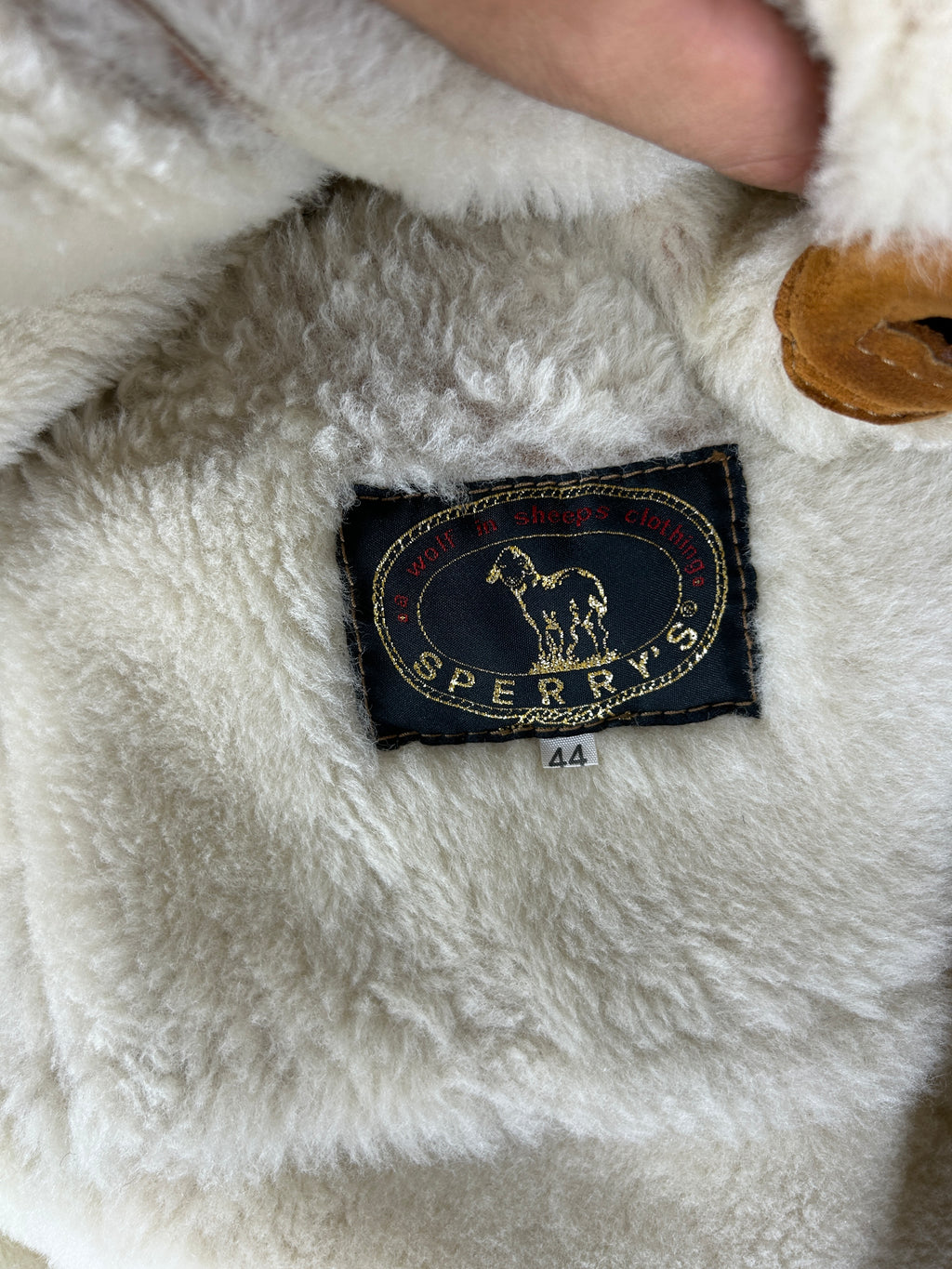 Giaccone in pelle scamosciata e montone cammello vintage – Uomo Taglia L