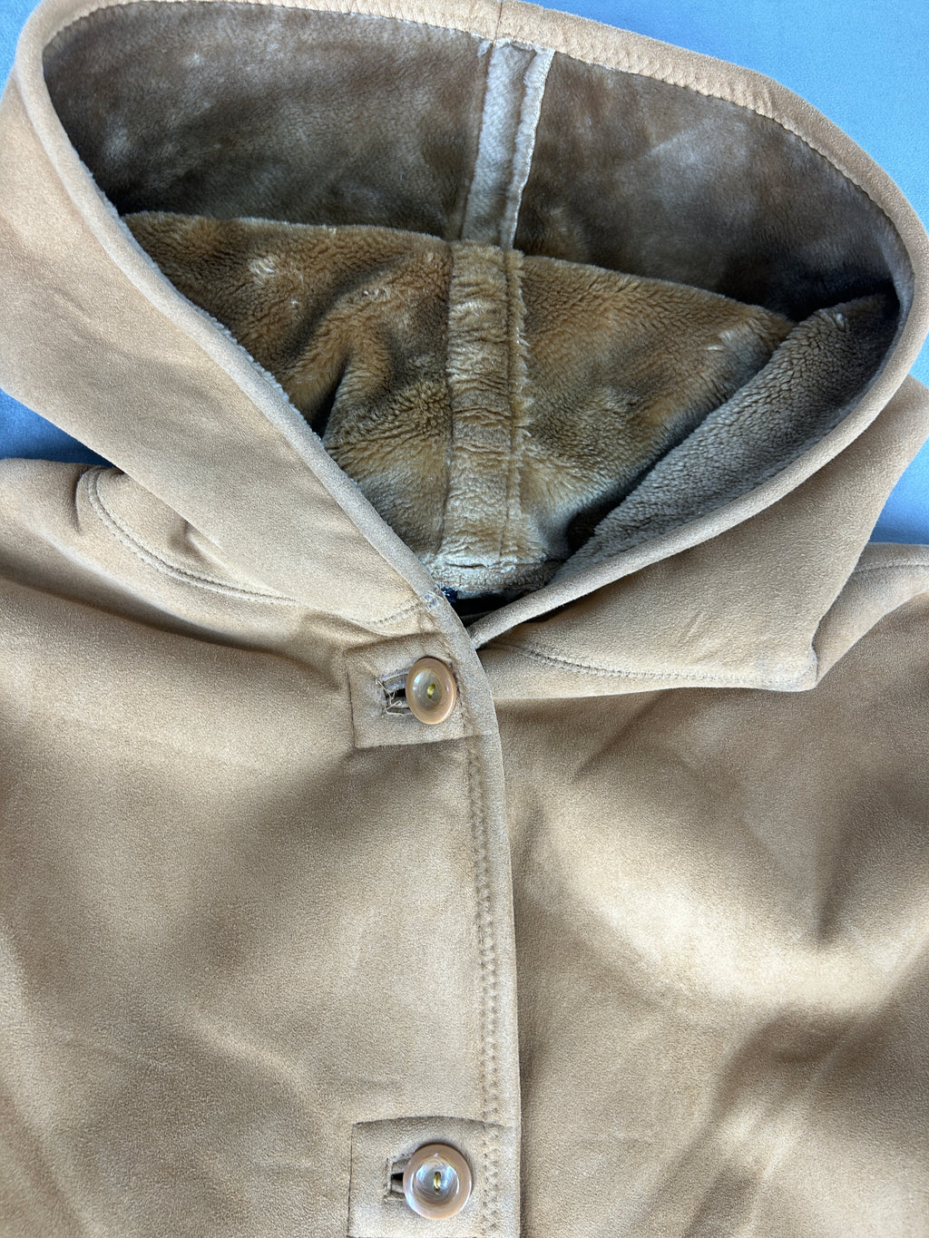 Cappotto in montone beige con cappuccio vintage – Donna Taglia M (IT 44)