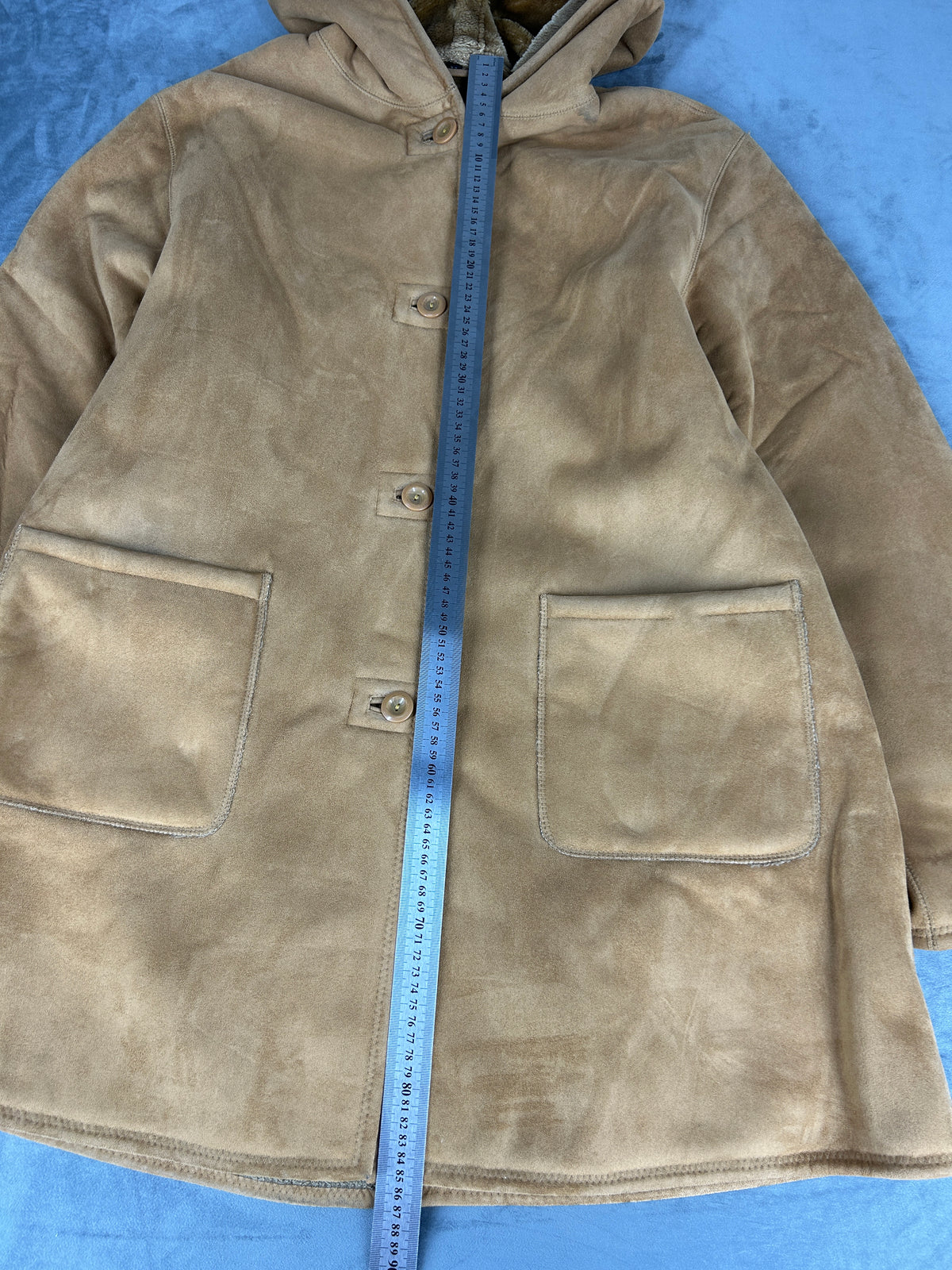 Cappotto in montone beige con cappuccio vintage – Donna Taglia M (IT 44)