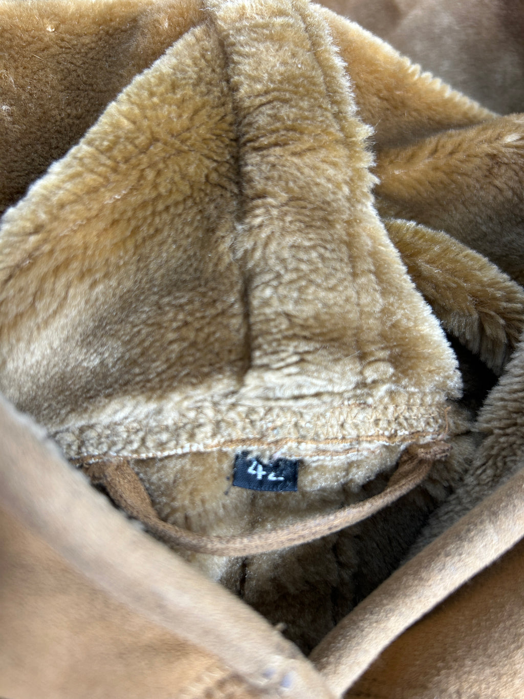 Cappotto in montone beige con cappuccio vintage – Donna Taglia M (IT 44)