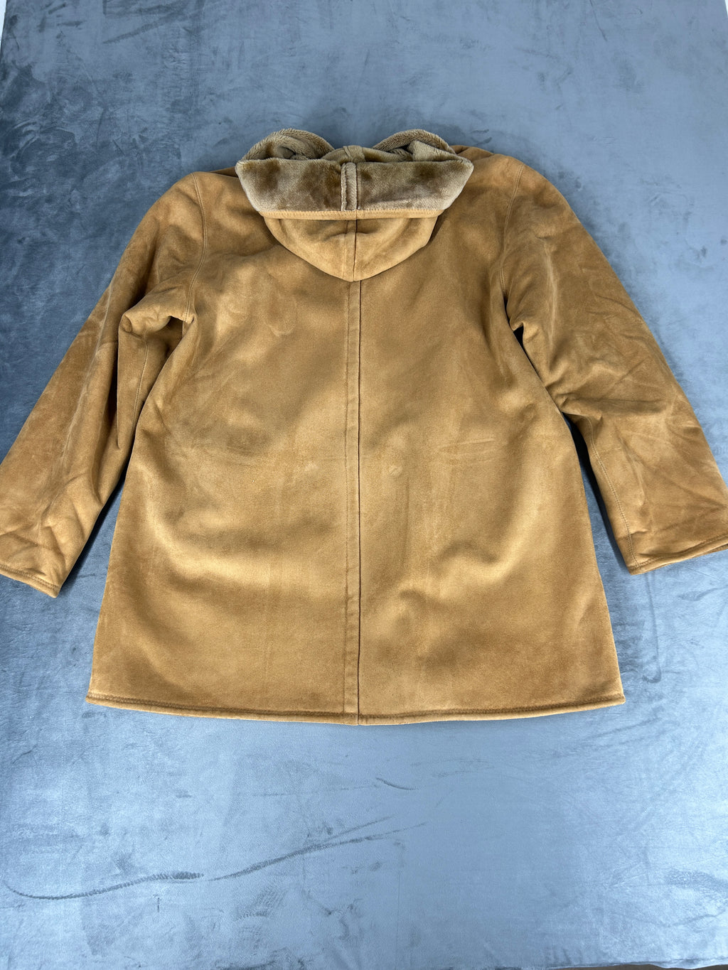 Cappotto in montone beige con cappuccio vintage – Donna Taglia M (IT 44)