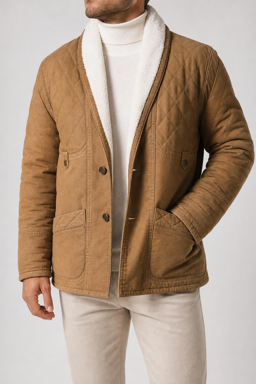 Giubbotto trapuntato effetto pelle con interno in pile vintage – Uomo Taglia L