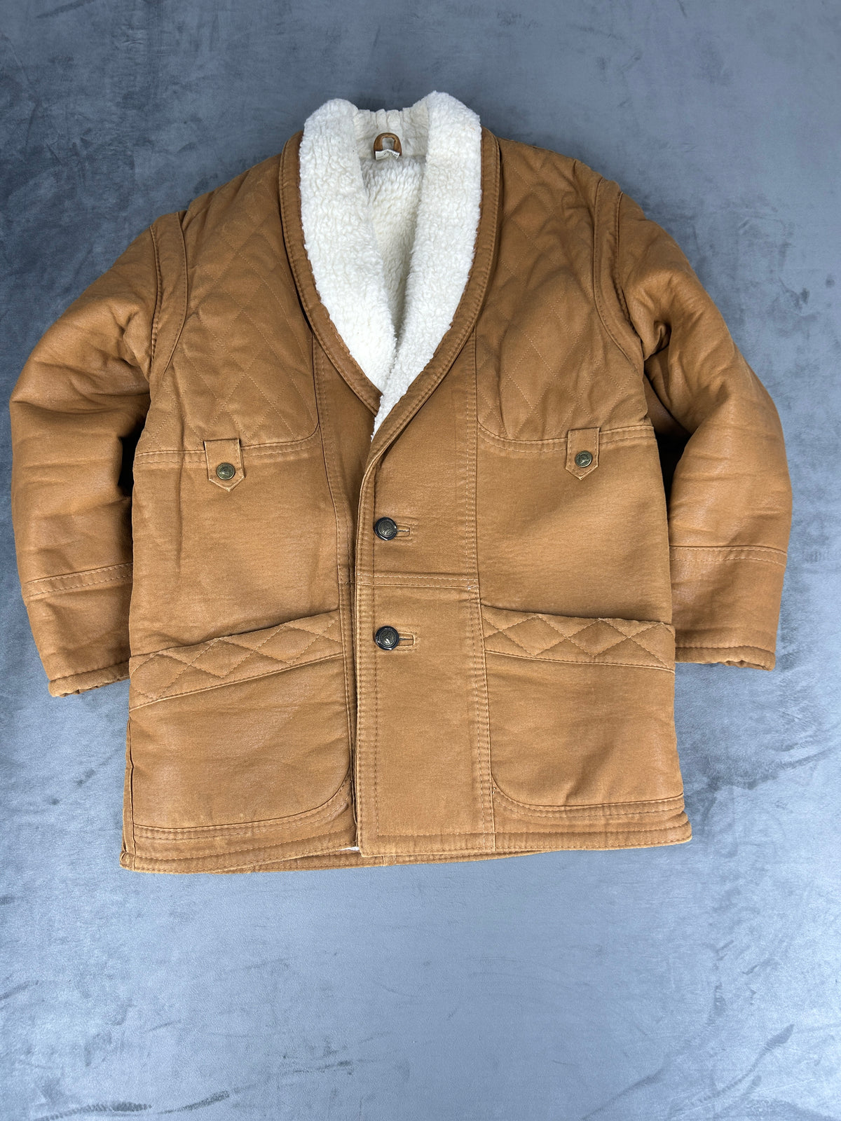 Giubbotto trapuntato effetto pelle con interno in pile vintage – Uomo Taglia L