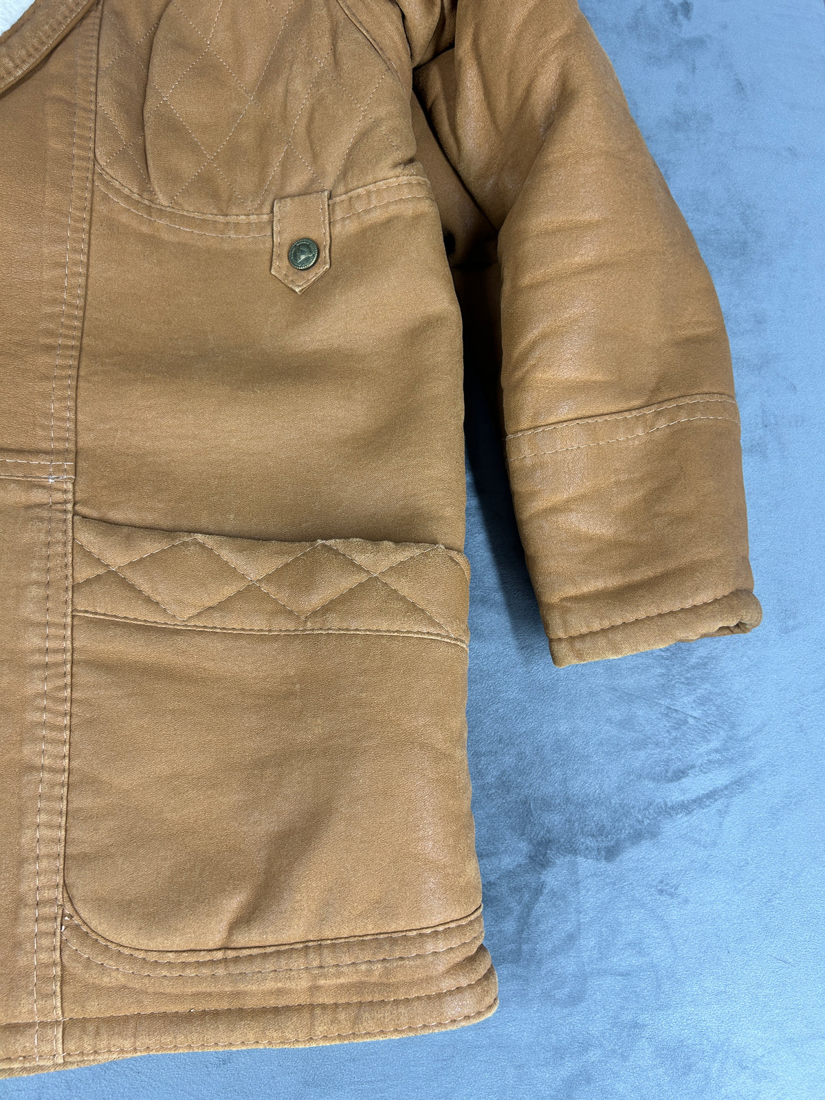 Giubbotto trapuntato effetto pelle con interno in pile vintage – Uomo Taglia L