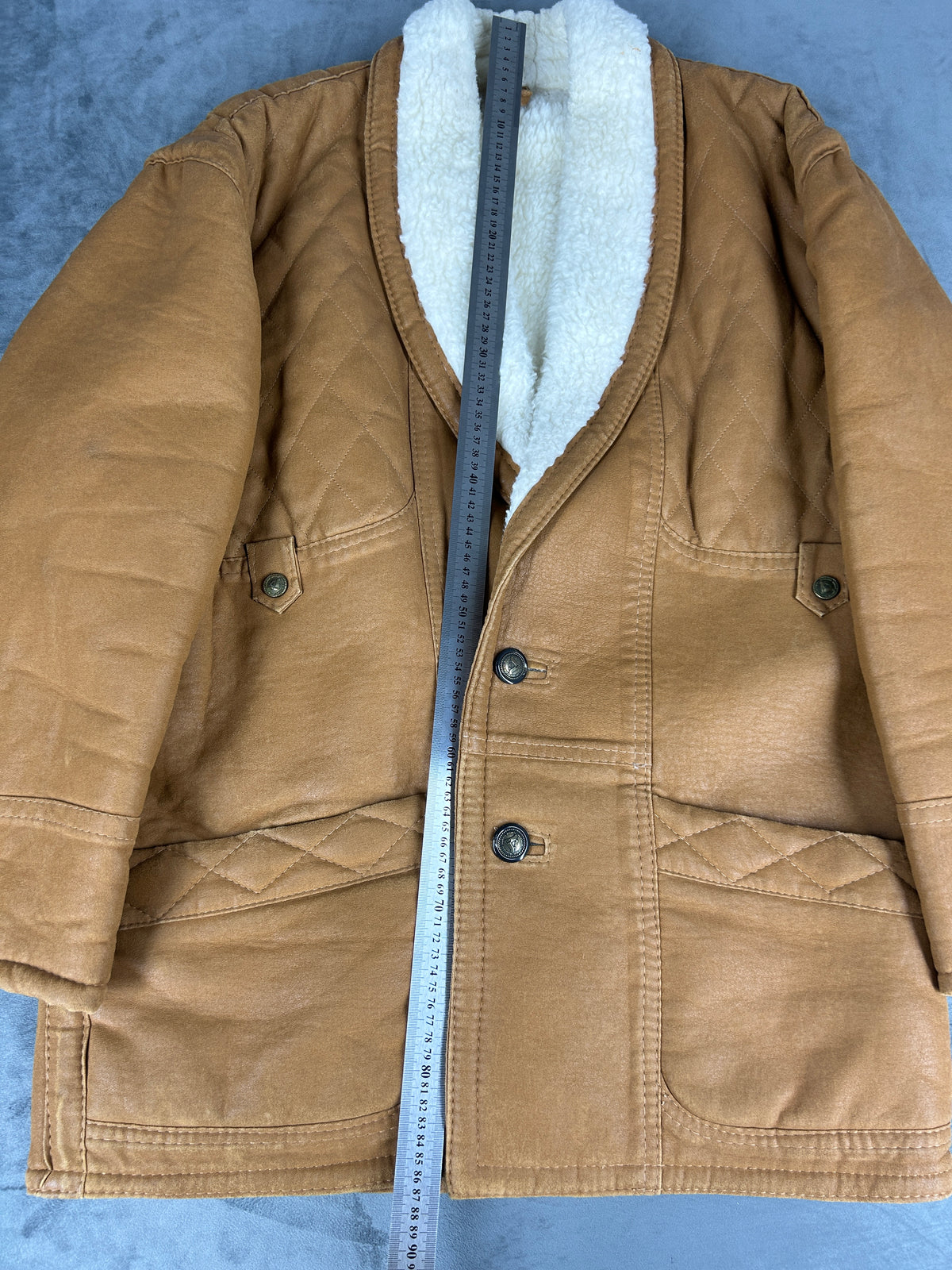 Giubbotto trapuntato effetto pelle con interno in pile vintage – Uomo Taglia L