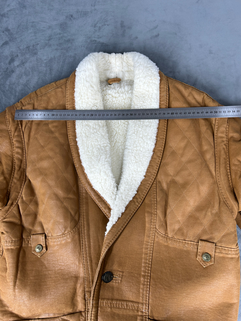 Giubbotto trapuntato effetto pelle con interno in pile vintage – Uomo Taglia L