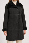 Cappotto in montone nero vintage – Donna Taglia M
