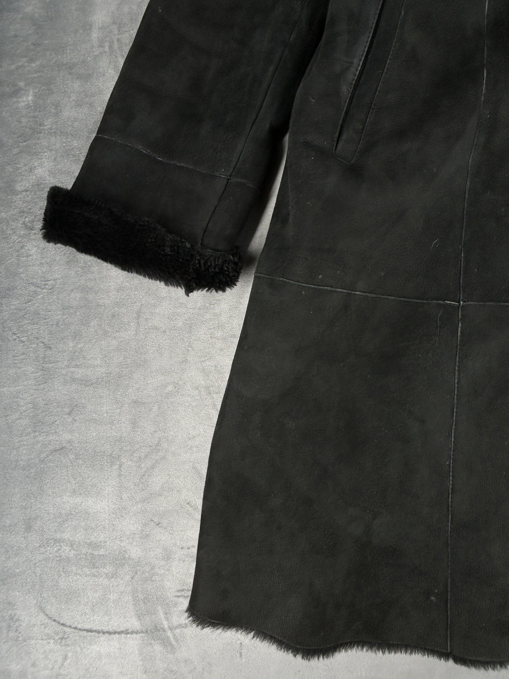 Cappotto in montone nero vintage – Donna Taglia M