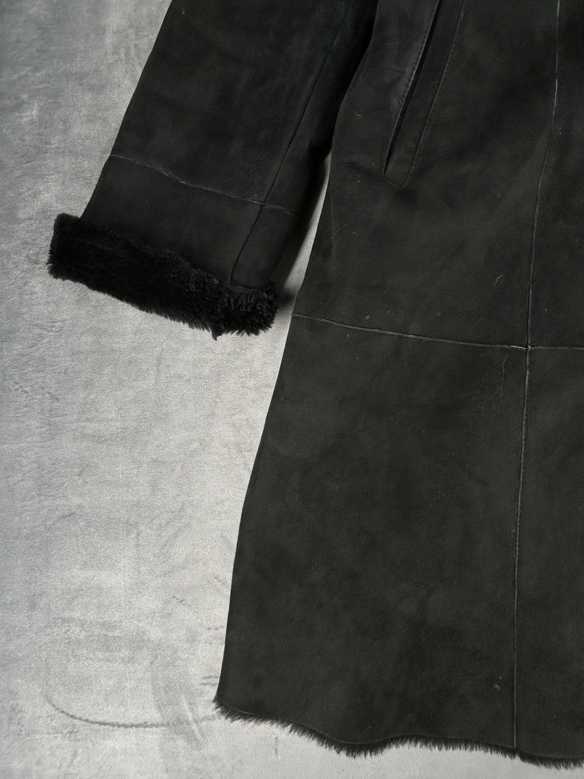 Cappotto in montone nero vintage – Donna Taglia M